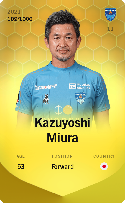 sorare card Kazuyoshi Miura 2021-22 • Limited 109/1000