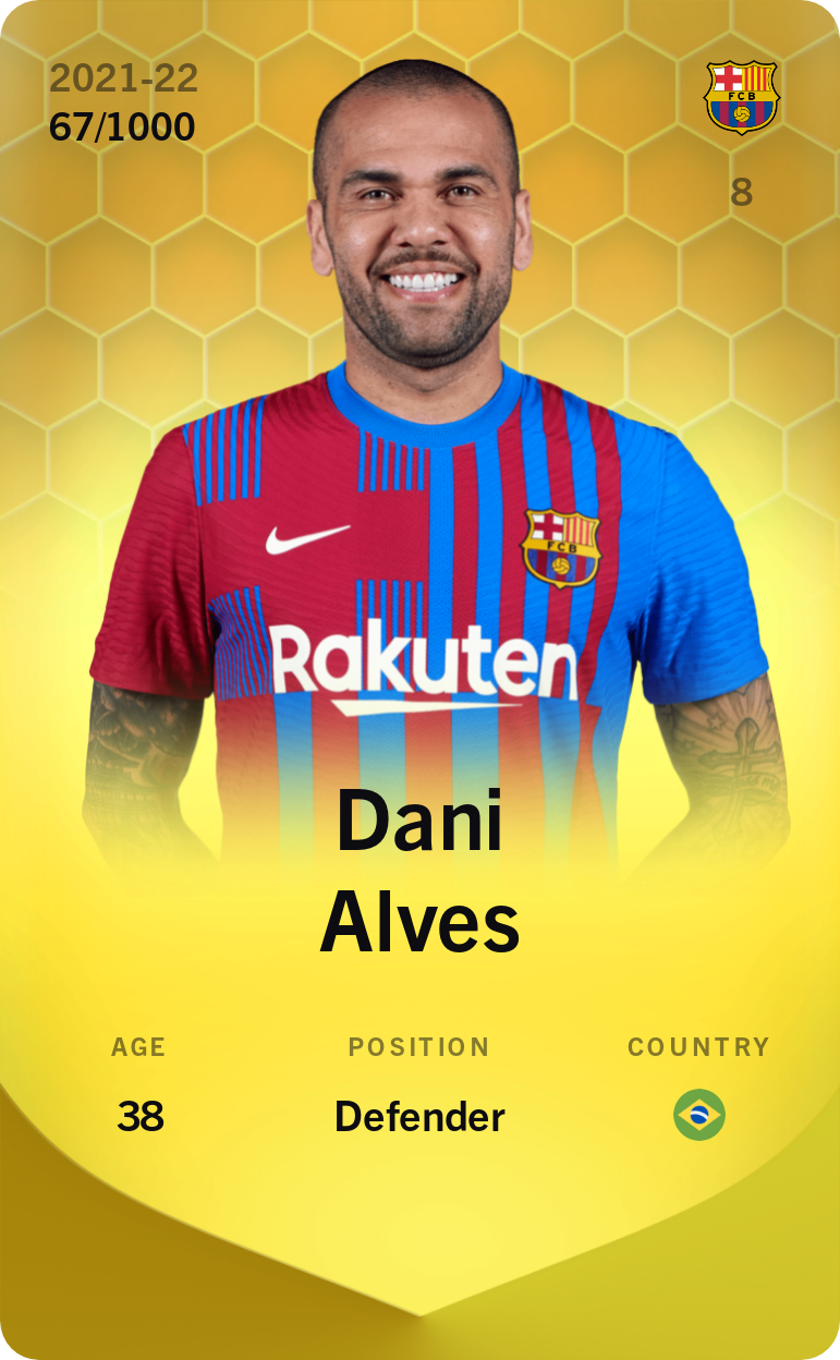 sorare card Dani Alves 2021-22 • Limited 67/1000