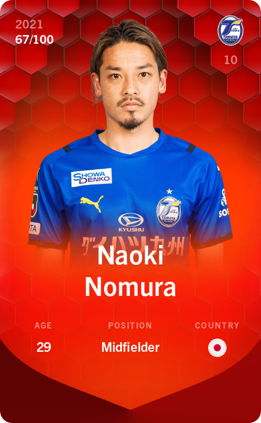 sorare card Naoki Nomura 2021-22 • Rare 67/100