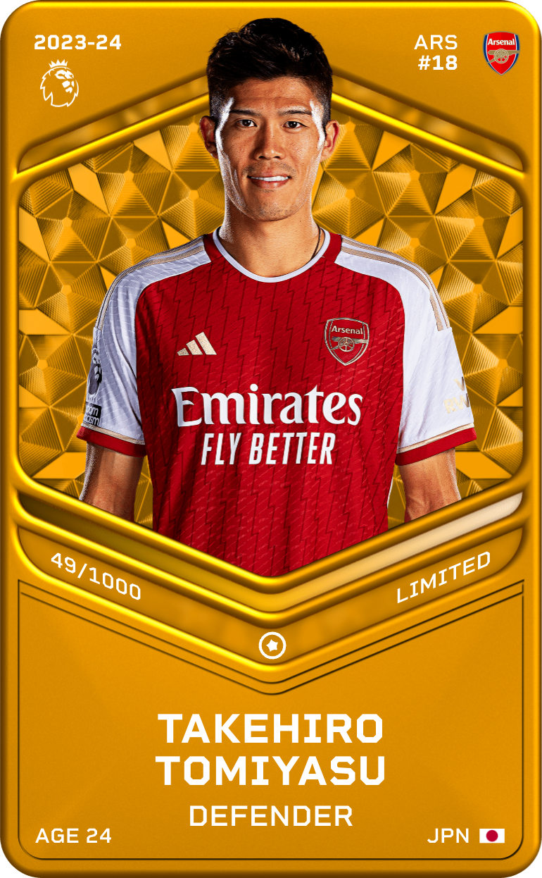 sorare card Takehiro Tomiyasu 2023-24 • Limited 49/1000